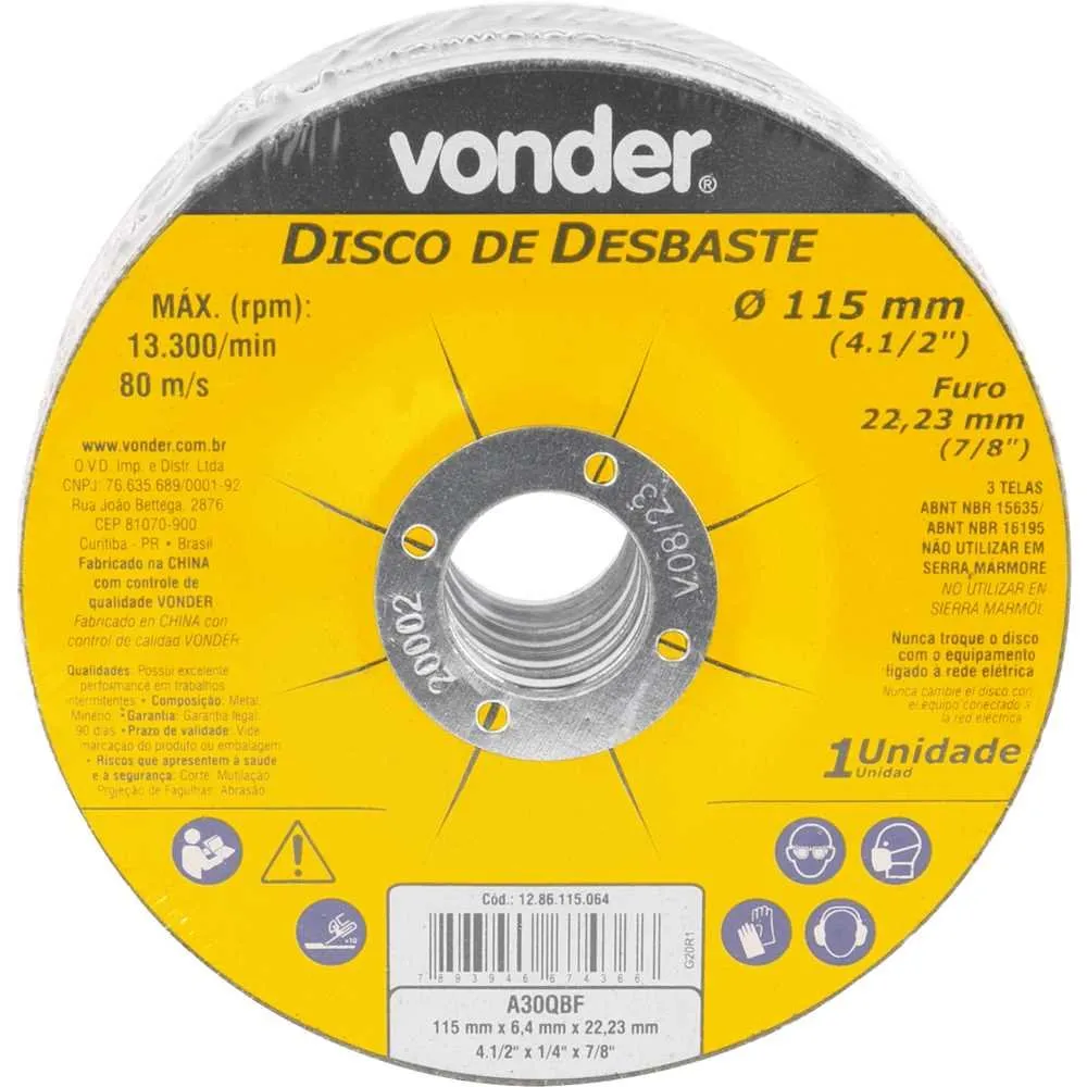 Disco de desbaste 115,0 mm x 6,4 mm x 22,23 mm, DBV — foto 2