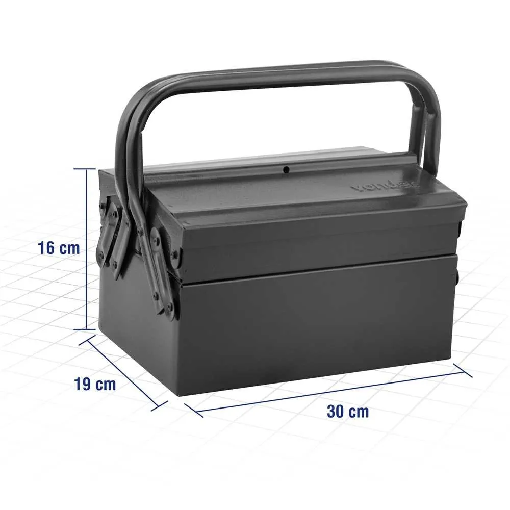 Caixa metálica sanfonada para ferramentas, com 3 gavetas, 30 cm x 19cm x 16 cm — foto 4