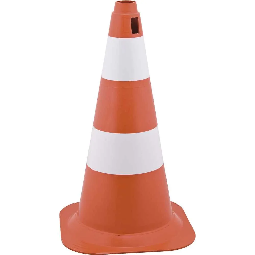 Cone de sinalização com 50 cm, branco e laranja, em polietileno — foto 1