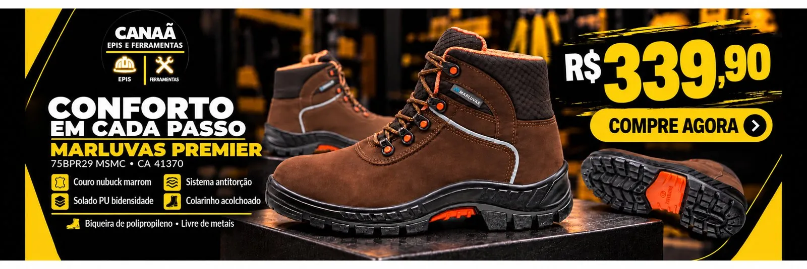 Bota Marluvas Premier 75BPR29 MSMC, CA 41370 — Canaã EPIs e Ferramentas.