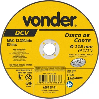 Disco de corte 115 mm x 1 mm x 22,23 mm, DCV
