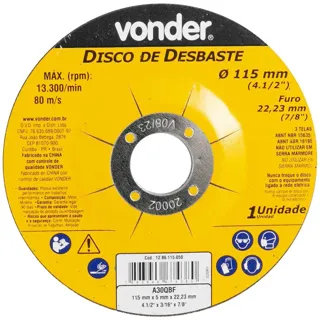 Disco de desbaste 115,0 mm x 5,0 mm x 22,23 mm, DBV