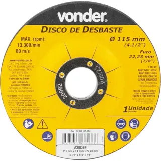 Disco de desbaste 115,0 mm x 6,4 mm x 22,23 mm, DBV