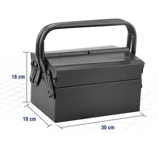 Caixa metálica sanfonada para ferramentas, com 3 gavetas, 30 cm x 19cm x 16 cm — miniatura 4