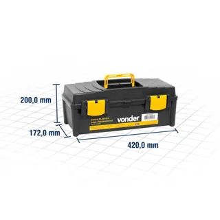 Caixa plástica para ferramentas, preta e amarela, com 1 bandeja, VD4038 — miniatura 4