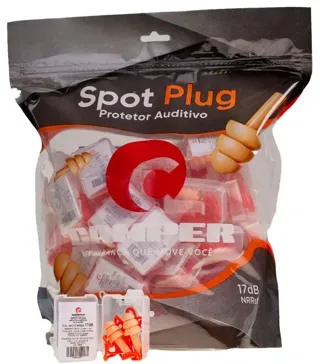 Protetor Auricular Plug de Silicone 17dB Salmão (Spot Plug)