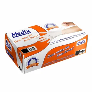 Luva de procedimento látex, branca, caixa com 100